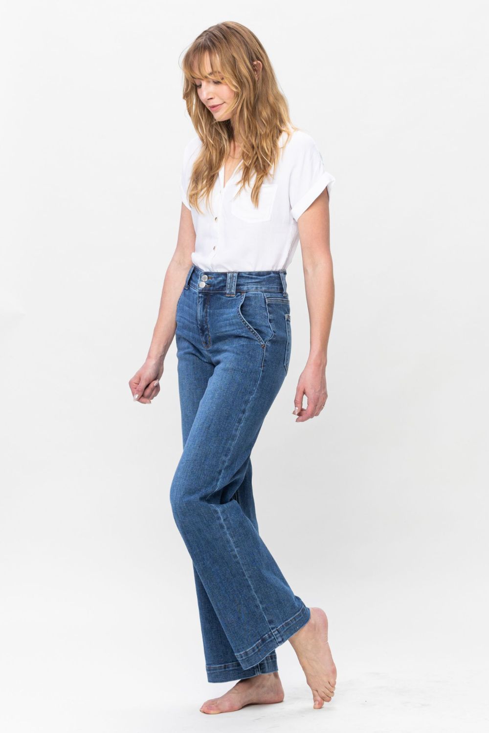 Judy Blue Double Button Wide Leg Trouser Jeans-Trendsi-[option4]-[option5]-[option6]-[option7]-[option8]-Shop-Boutique-Clothing-for-Women-Online