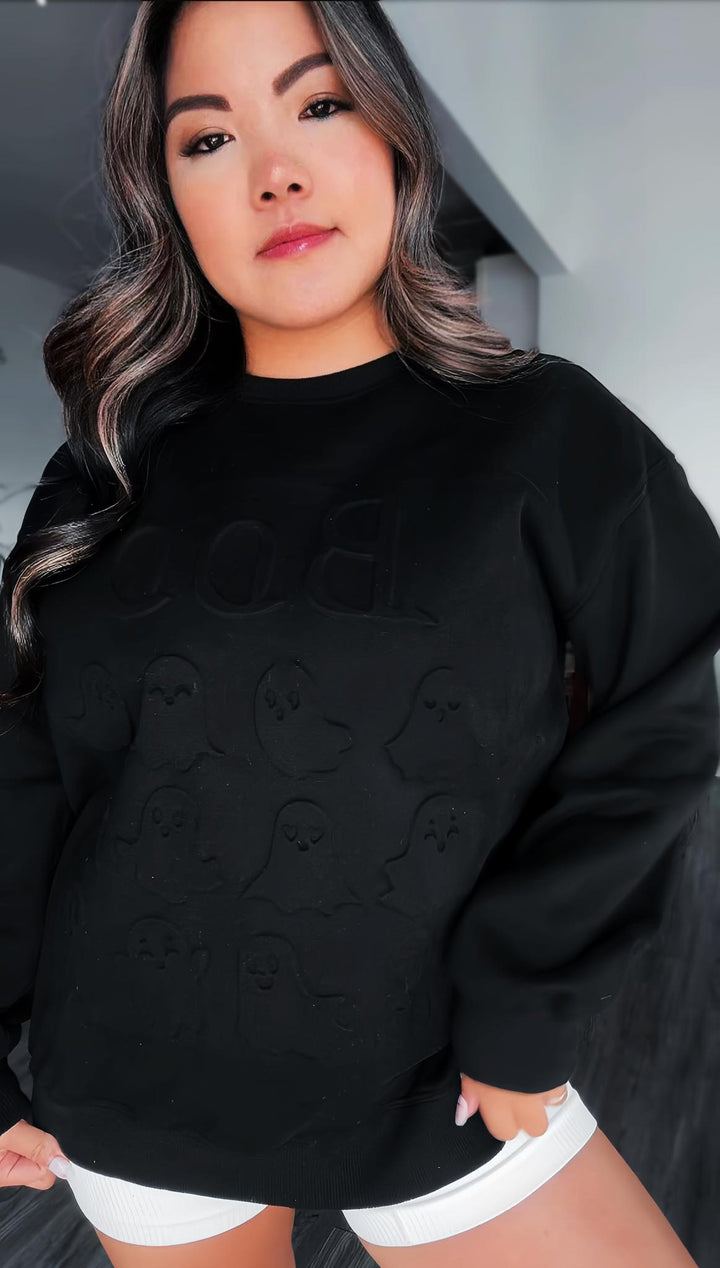 PREORDER: Boo Embossed Sweatshirt-Womens-Ave Shops-[option4]-[option5]-[option6]-[option7]-[option8]-Shop-Boutique-Clothing-for-Women-Online