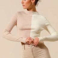 SO ME Color Block Fitted Crop Sweater Top-Sweaters-Trendsi-[option4]-[option5]-[option6]-[option7]-[option8]-Shop-Boutique-Clothing-for-Women-Online