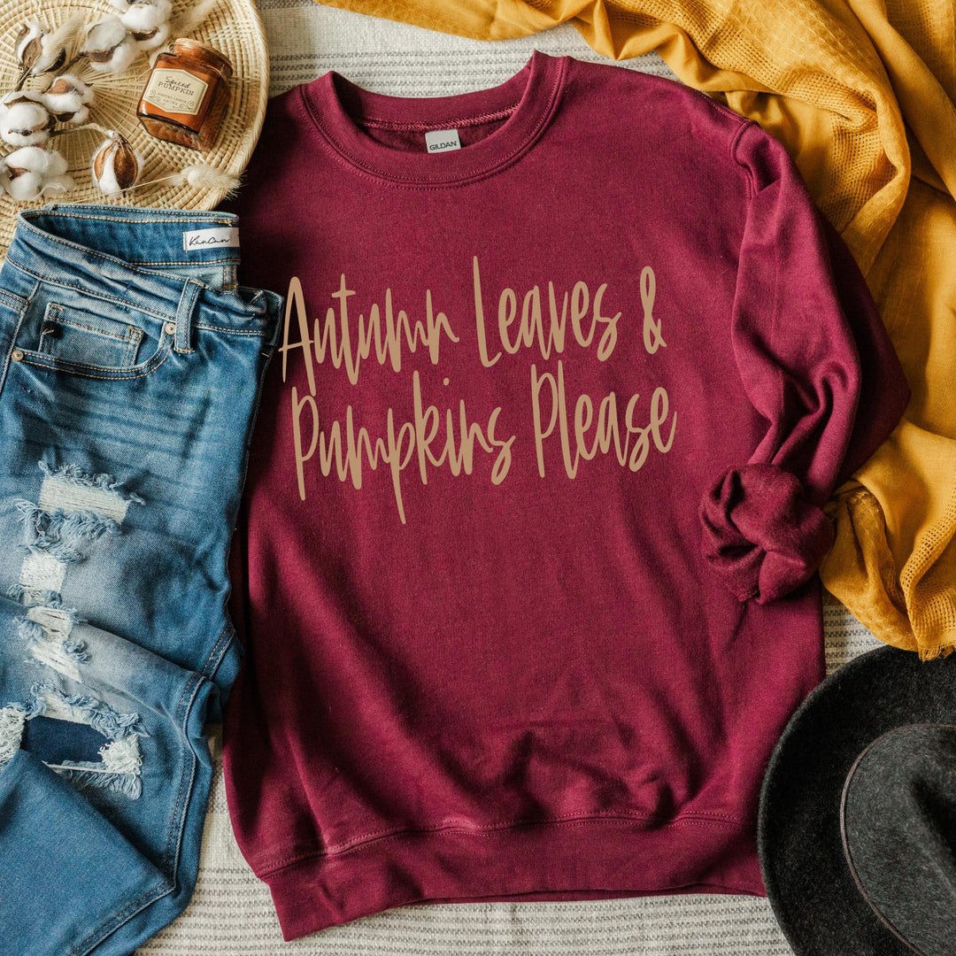 Autumn Leaves and Pumpkins Please Sweatshirt-Gabreila Wholesale-[option4]-[option5]-[option6]-[option7]-[option8]-Shop-Boutique-Clothing-for-Women-Online