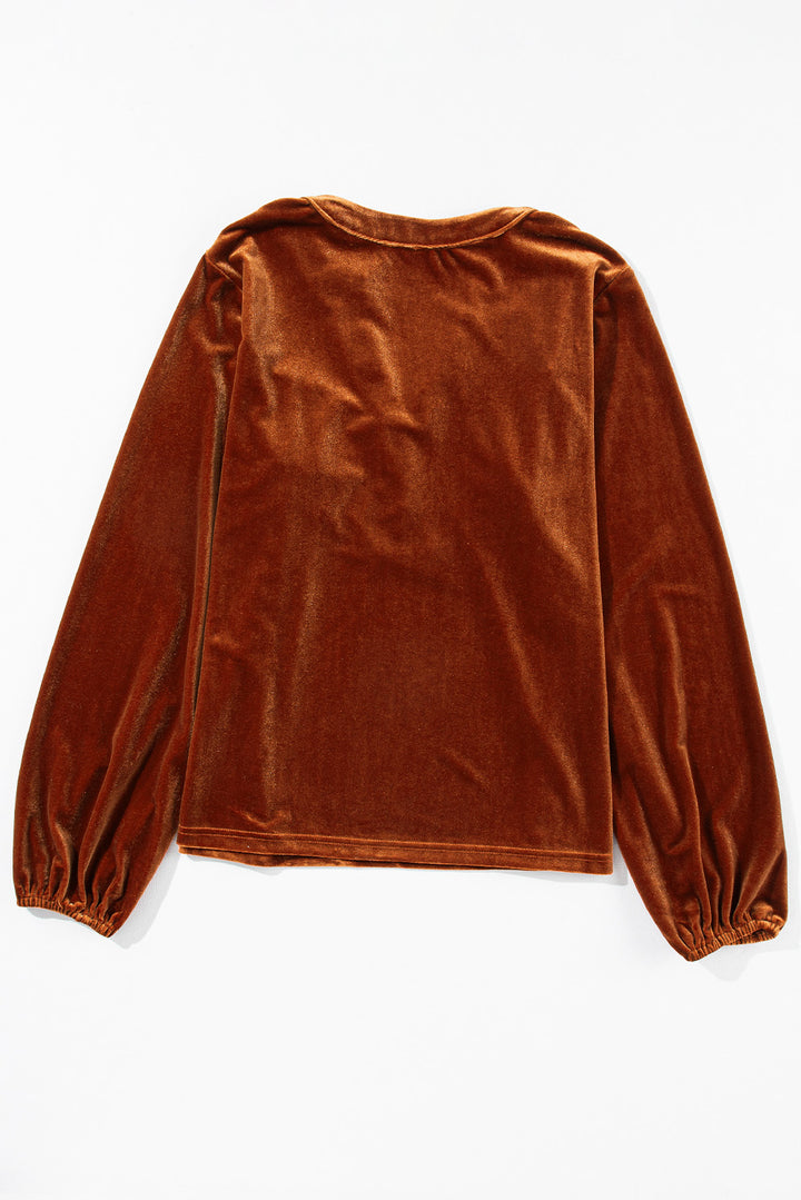 Notched Long Sleeve Velvet Top-Trendsi-[option4]-[option5]-[option6]-[option7]-[option8]-Shop-Boutique-Clothing-for-Women-Online