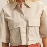 HYFVE Front Pockets Poplin Collared Neck Crop Shirt-Crop Tops-Trendsi-[option4]-[option5]-[option6]-[option7]-[option8]-Shop-Boutique-Clothing-for-Women-Online