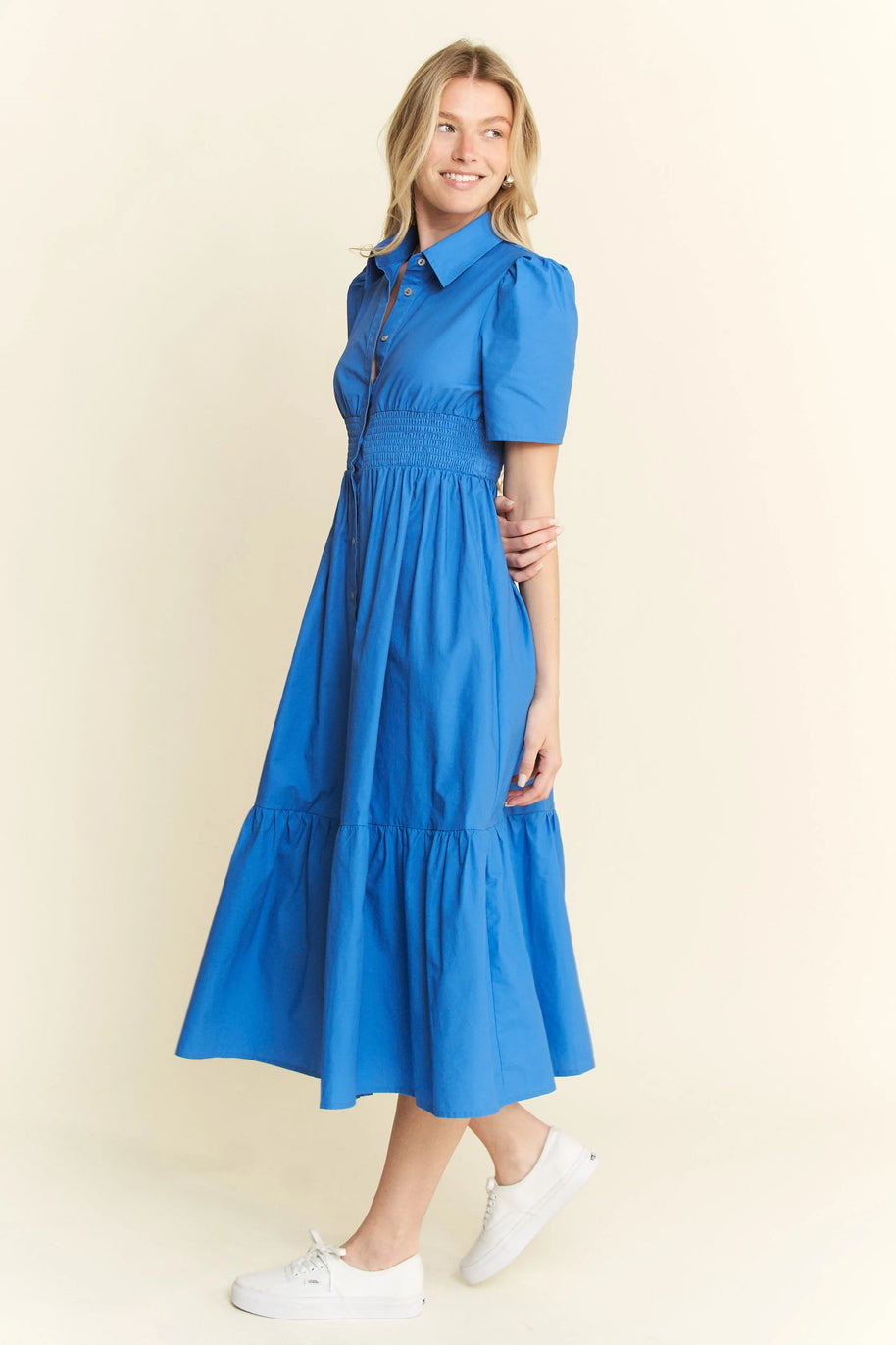 Jade By Jane Short Sleeve Button Down Midi Dress-Dresses-Trendsi-[option4]-[option5]-[option6]-[option7]-[option8]-Shop-Boutique-Clothing-for-Women-Online