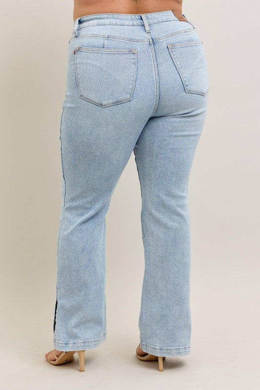 Judy Blue Tummy Control Vintage Wash Side Slit Slim Boot Jeans-Trendsi-[option4]-[option5]-[option6]-[option7]-[option8]-Shop-Boutique-Clothing-for-Women-Online