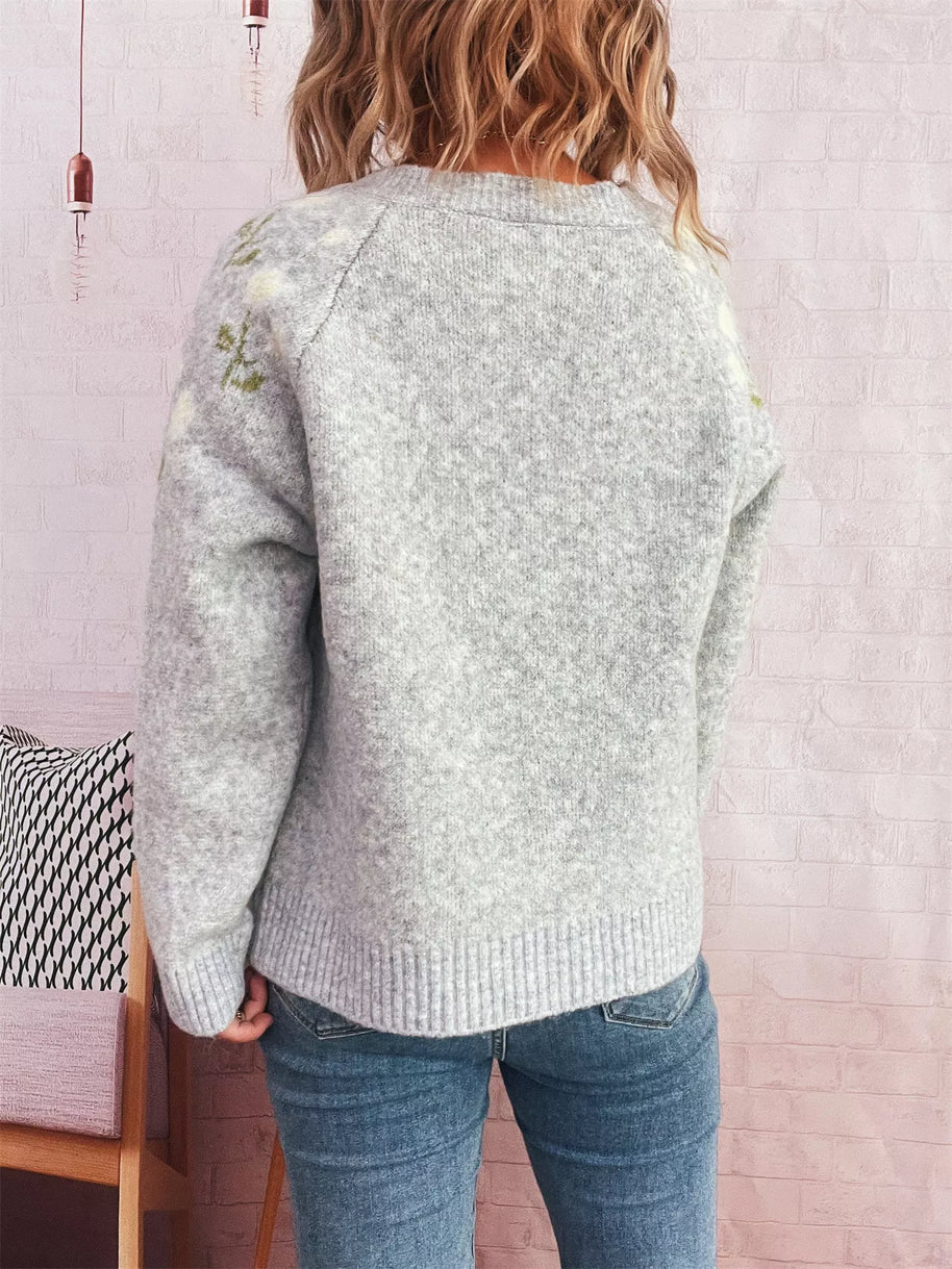 Flower Button Up Long Sleeve Cardigan-Cardigan-Trendsi-[option4]-[option5]-[option6]-[option7]-[option8]-Shop-Boutique-Clothing-for-Women-Online