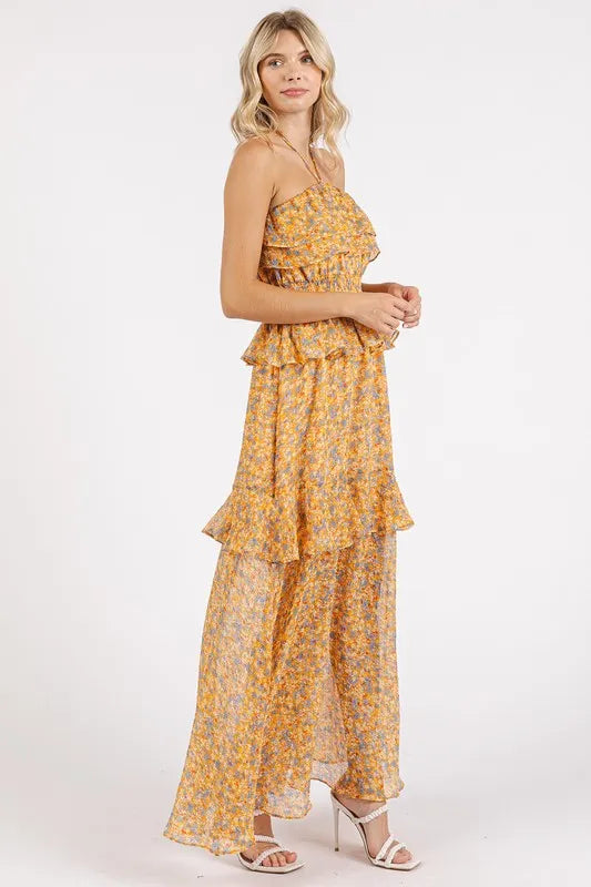 Mittoshop Ruffled Smocked Floral Halter Neck Maxi Dress-Dresses-Trendsi-[option4]-[option5]-[option6]-[option7]-[option8]-Shop-Boutique-Clothing-for-Women-Online