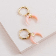 Double Horn Pink Hoop Earrings (14K)-Lovoda-[option4]-[option5]-[option6]-[option7]-[option8]-Shop-Boutique-Clothing-for-Women-Online