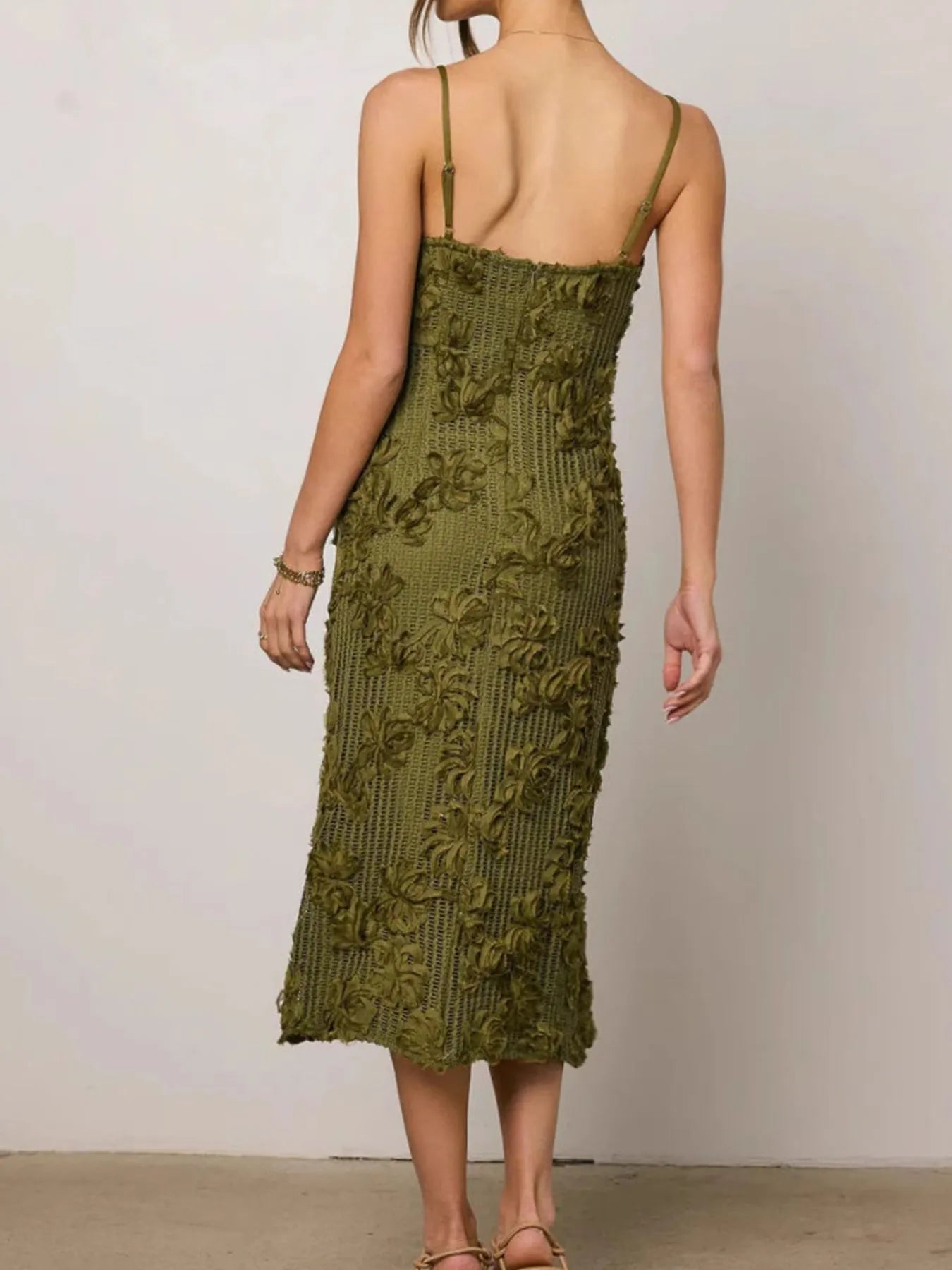 Flower Textured Midi Cami Dress-Dresses-Trendsi-[option4]-[option5]-[option6]-[option7]-[option8]-Shop-Boutique-Clothing-for-Women-Online