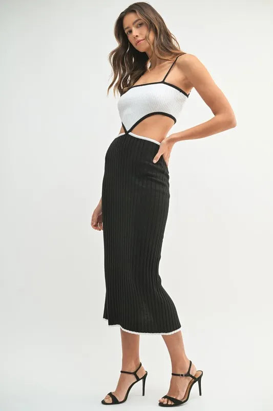 MABLE Ribbed Knit Color Block Cutout Midi Dress-Dresses-Trendsi-[option4]-[option5]-[option6]-[option7]-[option8]-Shop-Boutique-Clothing-for-Women-Online
