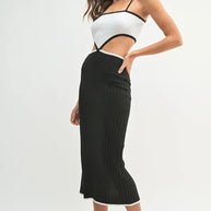 MABLE Ribbed Knit Color Block Cutout Midi Dress-Dresses-Trendsi-[option4]-[option5]-[option6]-[option7]-[option8]-Shop-Boutique-Clothing-for-Women-Online