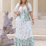 Plus Size Printed Lace Detail Short Sleeve Top and Skirt Set-Dresses-Trendsi-[option4]-[option5]-[option6]-[option7]-[option8]-Shop-Boutique-Clothing-for-Women-Online