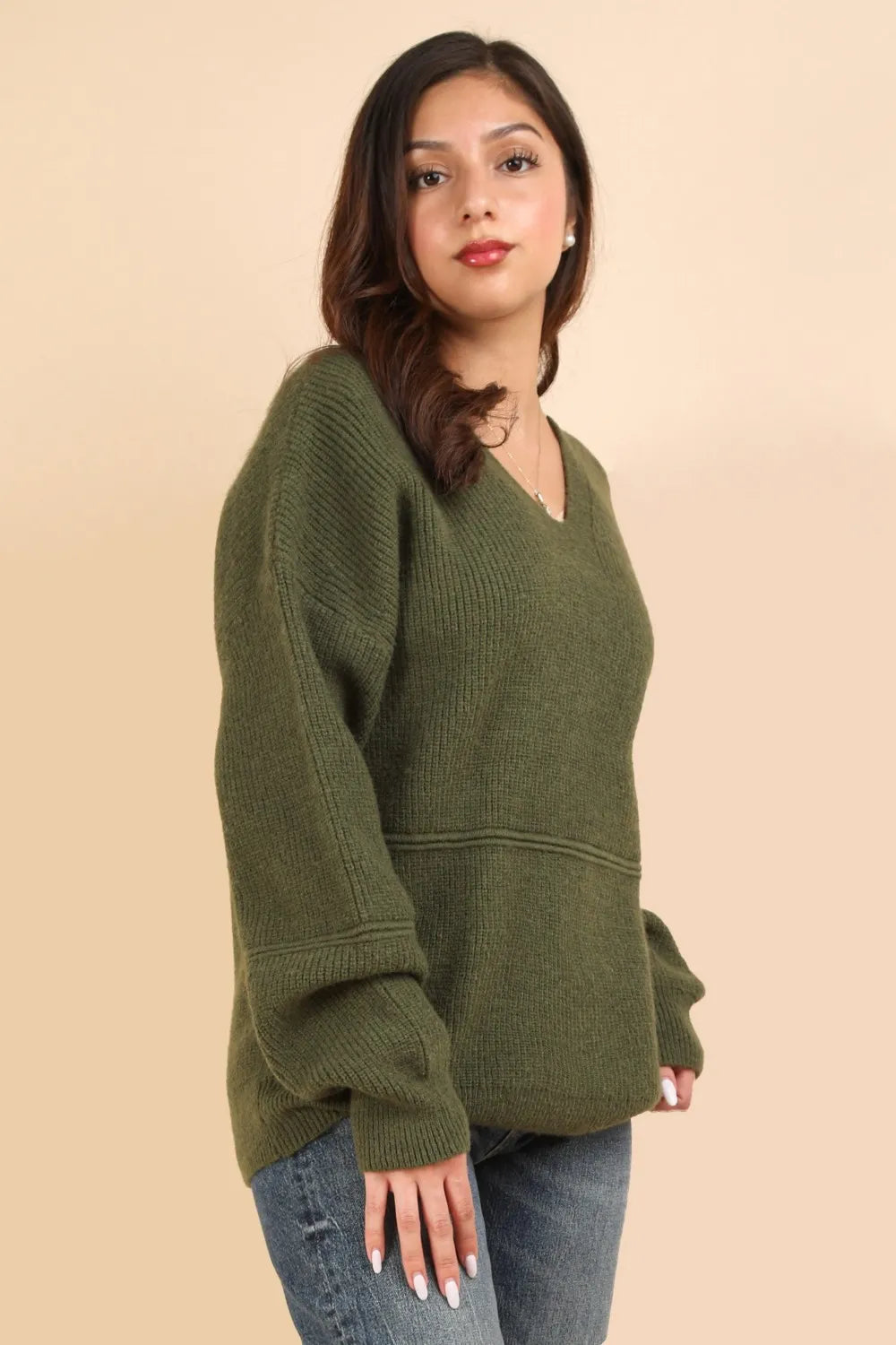 VERY J Seam Detail Drop Shoulder Hooded Sweater-sweater-Trendsi-[option4]-[option5]-[option6]-[option7]-[option8]-Shop-Boutique-Clothing-for-Women-Online