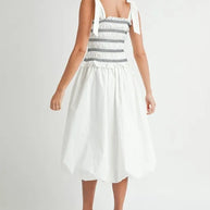 MABLE Smocked Bodice Bubble Midi Dress-Dresses-Trendsi-[option4]-[option5]-[option6]-[option7]-[option8]-Shop-Boutique-Clothing-for-Women-Online