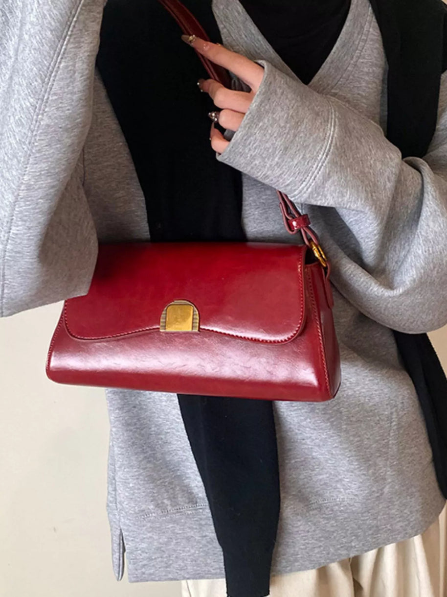 Golden Clasp Shoulder Bag-hand bag-Trendsi-[option4]-[option5]-[option6]-[option7]-[option8]-Shop-Boutique-Clothing-for-Women-Online