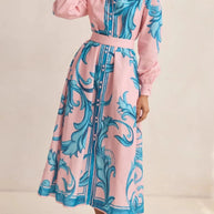 Printed Button Down Belted Shirt Dress-Dresses-Trendsi-[option4]-[option5]-[option6]-[option7]-[option8]-Shop-Boutique-Clothing-for-Women-Online