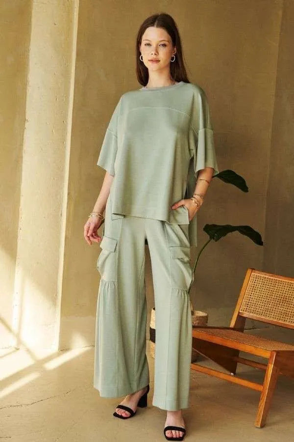 Davi & Dani Drawstring Ruched Detail Wide Leg Pants-Pants-Trendsi-[option4]-[option5]-[option6]-[option7]-[option8]-Shop-Boutique-Clothing-for-Women-Online