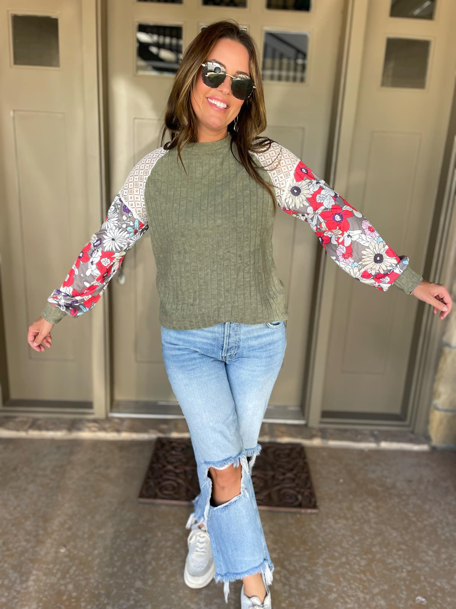 Aston Patchwork Blouse in Four Colors-Womens-Ave Shops-[option4]-[option5]-[option6]-[option7]-[option8]-Shop-Boutique-Clothing-for-Women-Online