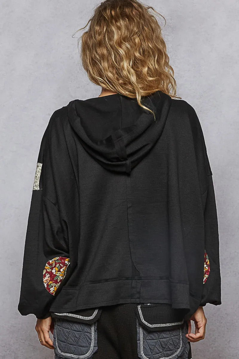 POL Peace Patch Floral Long Sleeve Hoodie-Sweatshirts & Hoodies-Trendsi-[option4]-[option5]-[option6]-[option7]-[option8]-Shop-Boutique-Clothing-for-Women-Online