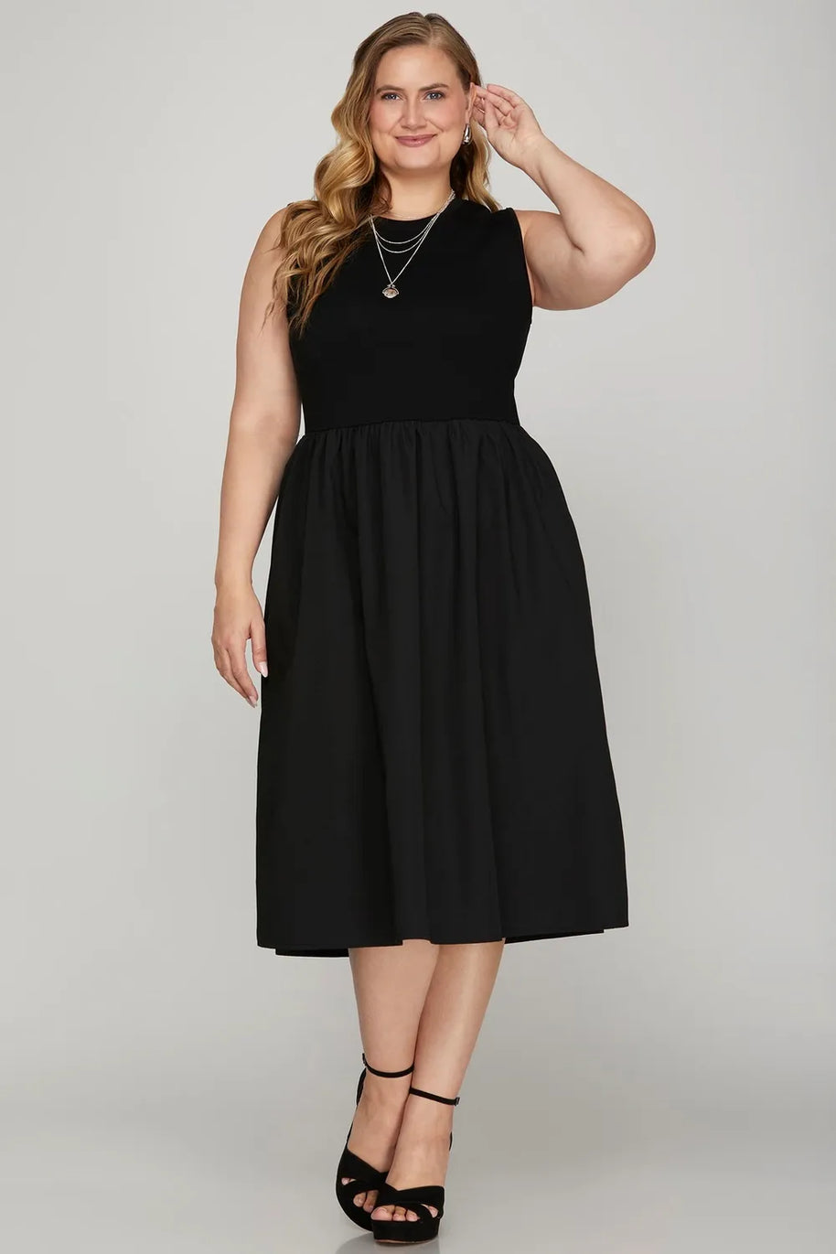 She + Sky Full Size Sleeveless Poplin Woven Midi Dress with Pockets-Dresses-Trendsi-[option4]-[option5]-[option6]-[option7]-[option8]-Shop-Boutique-Clothing-for-Women-Online