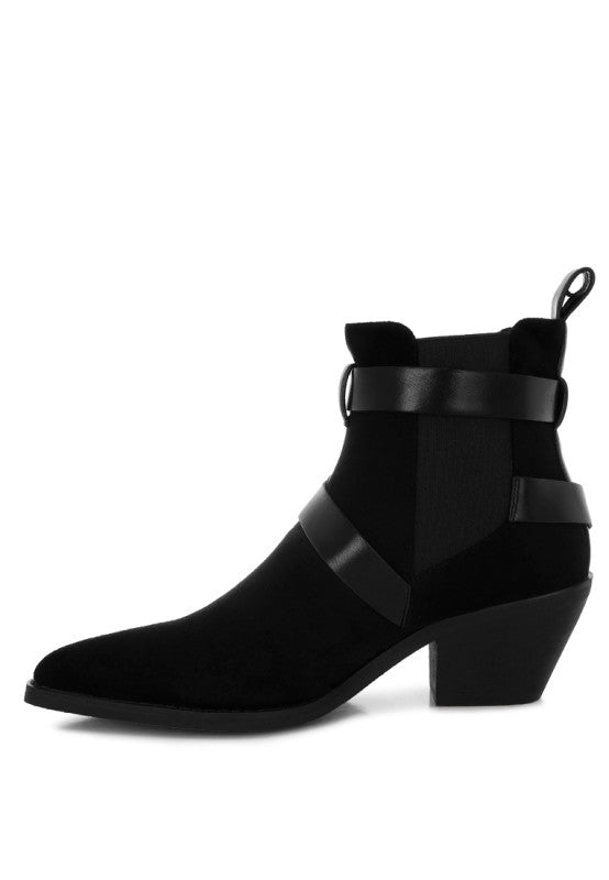 Raveta Microfiber Buckle Strap Western Boots-Rag Company-[option4]-[option5]-[option6]-[option7]-[option8]-Shop-Boutique-Clothing-for-Women-Online