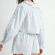 MABLE Long Sleeve Scallop Blouse and Shorts Set-Two Piece Shorts Sets-Trendsi-[option4]-[option5]-[option6]-[option7]-[option8]-Shop-Boutique-Clothing-for-Women-Online