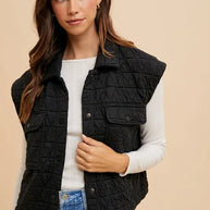 Annie Wear Texture Quilted Snap Down Vest Coat-Vest-Trendsi-[option4]-[option5]-[option6]-[option7]-[option8]-Shop-Boutique-Clothing-for-Women-Online