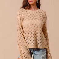 SO ME Geometric Pattern Open Knit Lightweight Sweater-Sweaters-Trendsi-[option4]-[option5]-[option6]-[option7]-[option8]-Shop-Boutique-Clothing-for-Women-Online