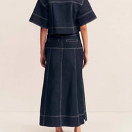 High-Waist Side Slit Contrast Stitch Denim Maxi Skirt-Skirts-Trendsi-[option4]-[option5]-[option6]-[option7]-[option8]-Shop-Boutique-Clothing-for-Women-Online