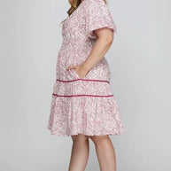 She + Sky Full Size Printed V-Neck Puff Sleeve Tiered Dress-Dresses-Trendsi-[option4]-[option5]-[option6]-[option7]-[option8]-Shop-Boutique-Clothing-for-Women-Online