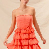 SO ME Strapless Ruffle Layered Game Day Cheer Up Dress-Dresses-Trendsi-[option4]-[option5]-[option6]-[option7]-[option8]-Shop-Boutique-Clothing-for-Women-Online
