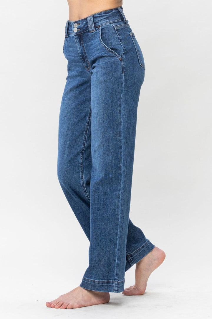 Judy Blue Double Button Wide Leg Trouser Jeans-Trendsi-[option4]-[option5]-[option6]-[option7]-[option8]-Shop-Boutique-Clothing-for-Women-Online