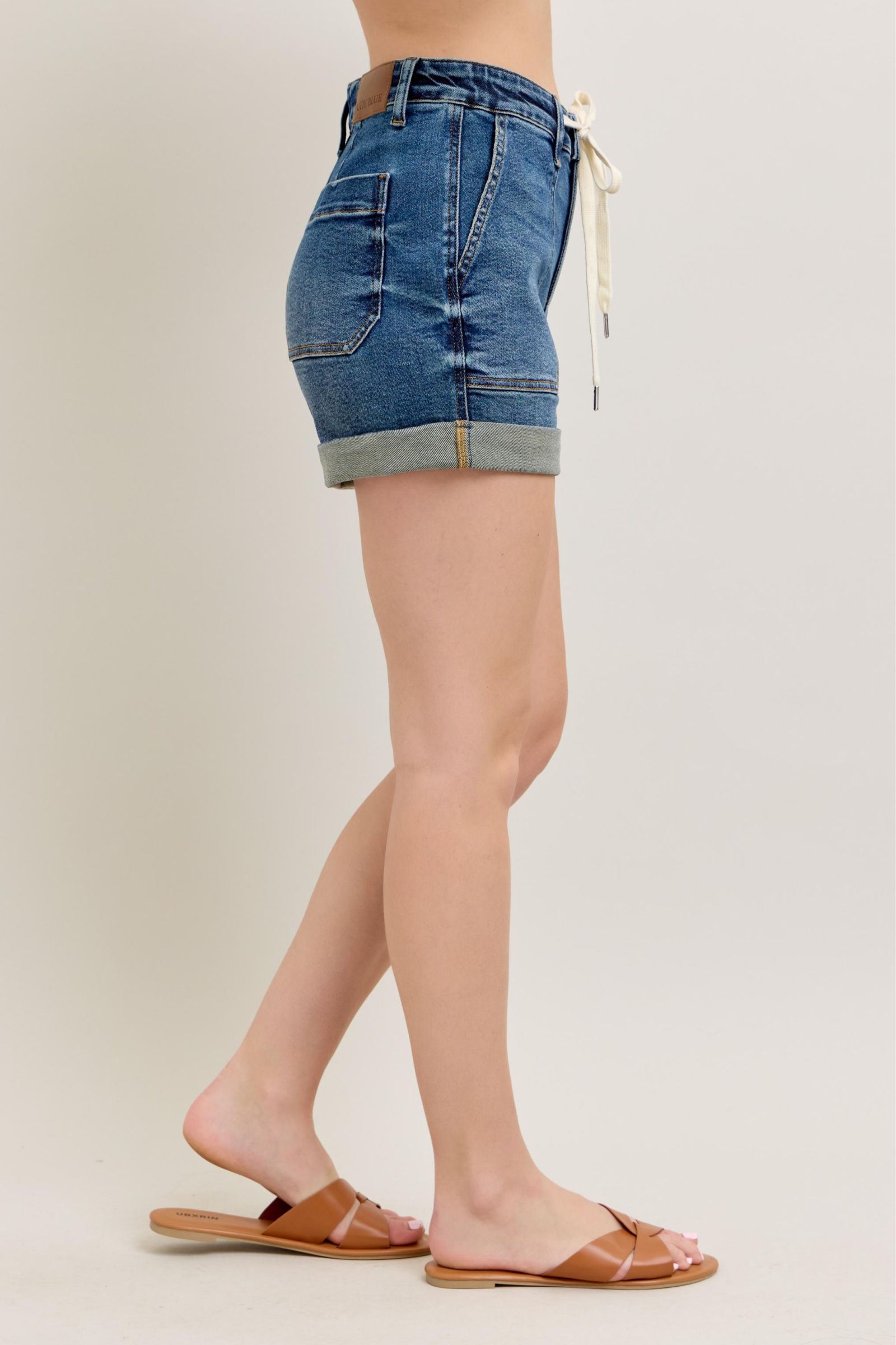Judy Blue Drawstring High Rise Cuff Denim Shorts-Trendsi-[option4]-[option5]-[option6]-[option7]-[option8]-Shop-Boutique-Clothing-for-Women-Online