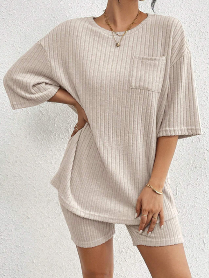 Ribbed Round Neck Top and Shorts Lounge Set-Trendsi-[option4]-[option5]-[option6]-[option7]-[option8]-Shop-Boutique-Clothing-for-Women-Online