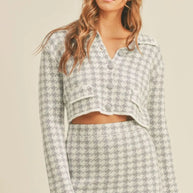 MABLE Houndstooth Cropped Knit Cardigan and Mini Skirt Set-sets-Trendsi-[option4]-[option5]-[option6]-[option7]-[option8]-Shop-Boutique-Clothing-for-Women-Online