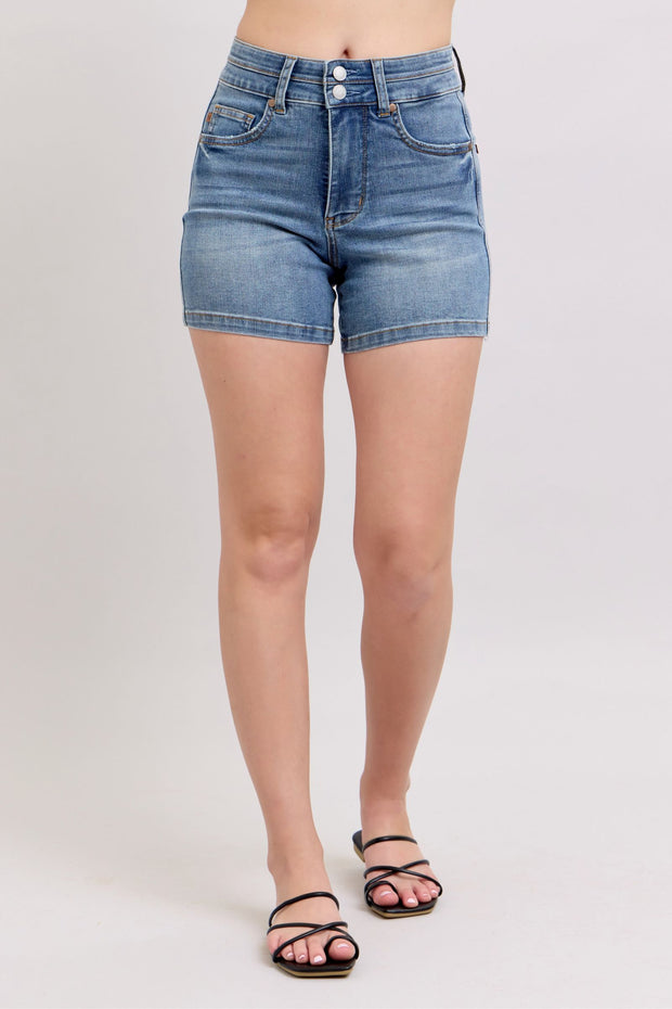 Judy Blue High Rise Tummy Control Denim Shorts-Trendsi-[option4]-[option5]-[option6]-[option7]-[option8]-Shop-Boutique-Clothing-for-Women-Online