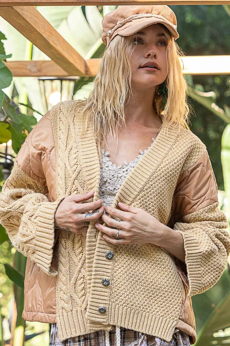 POL Quilting Patch Button Up Cable Knit Jacket-Coats & Jackets-Trendsi-[option4]-[option5]-[option6]-[option7]-[option8]-Shop-Boutique-Clothing-for-Women-Online