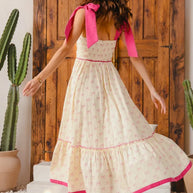 SO ME Ribbon Flowy Maxi Dress with Contrast Trim-Dresses-Trendsi-[option4]-[option5]-[option6]-[option7]-[option8]-Shop-Boutique-Clothing-for-Women-Online