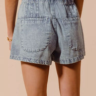 SO ME Flared Denim Shorts with Elasticized Waist-Shorts-Trendsi-[option4]-[option5]-[option6]-[option7]-[option8]-Shop-Boutique-Clothing-for-Women-Online