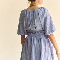 Davi & Dani Back Button Puff Sleeve Mini Dress-Dresses-Trendsi-[option4]-[option5]-[option6]-[option7]-[option8]-Shop-Boutique-Clothing-for-Women-Online