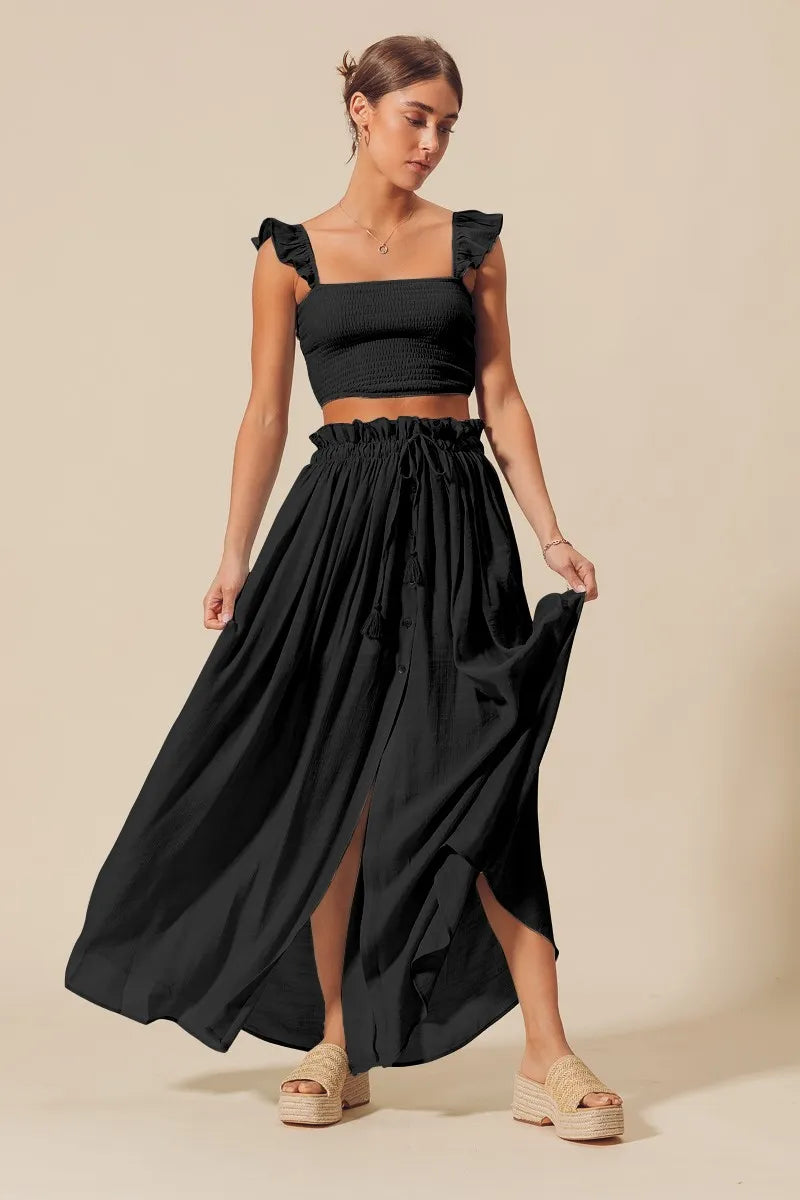 SO ME Smocked Top and Flowy Maxi Skirt Set-Sets-Trendsi-[option4]-[option5]-[option6]-[option7]-[option8]-Shop-Boutique-Clothing-for-Women-Online