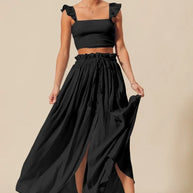 SO ME Smocked Top and Flowy Maxi Skirt Set-Sets-Trendsi-[option4]-[option5]-[option6]-[option7]-[option8]-Shop-Boutique-Clothing-for-Women-Online