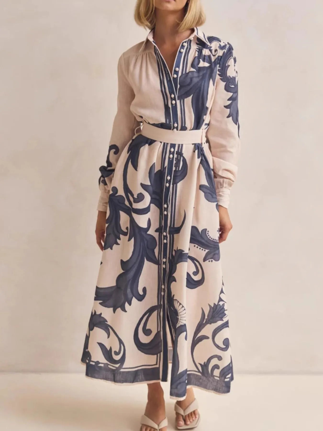 Printed Button Down Belted Shirt Dress-Dresses-Trendsi-[option4]-[option5]-[option6]-[option7]-[option8]-Shop-Boutique-Clothing-for-Women-Online