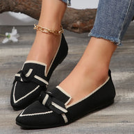Bow Contrast Trim Point Toe Loafers-Flats-Trendsi-[option4]-[option5]-[option6]-[option7]-[option8]-Shop-Boutique-Clothing-for-Women-Online