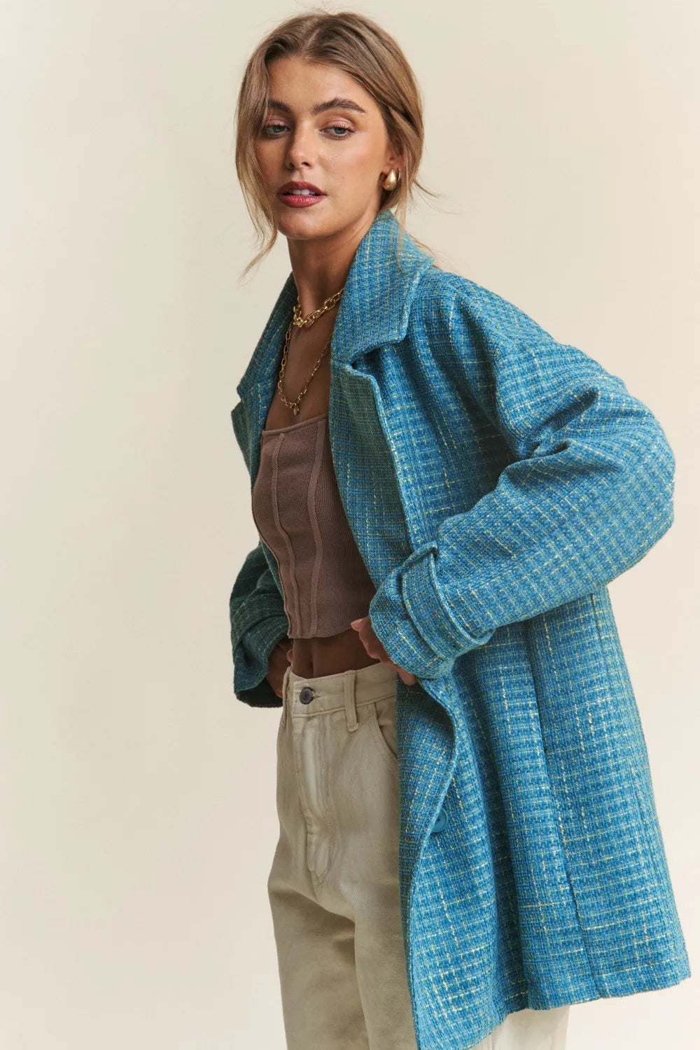 J.NNA Tweed Double-Breasted Long Sleeve Coat-Coats-Trendsi-[option4]-[option5]-[option6]-[option7]-[option8]-Shop-Boutique-Clothing-for-Women-Online