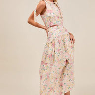 SO ME Floral Printed Woven Shoulder Bow Tie Top and Skirt Set-Dresses-Trendsi-[option4]-[option5]-[option6]-[option7]-[option8]-Shop-Boutique-Clothing-for-Women-Online