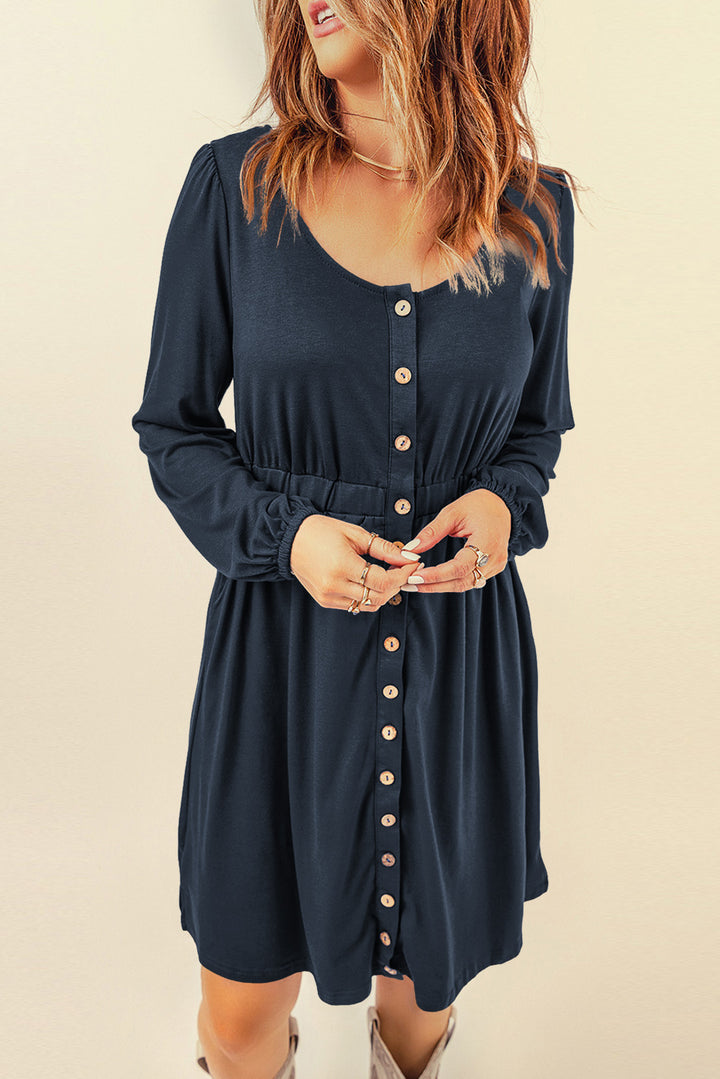Ella Magic Button Down Long Sleeve Dress with Pockets-Trendsi-Dark Navy-XL-[option4]-[option5]-[option6]-[option7]-[option8]-Shop-Boutique-Clothing-for-Women-Online