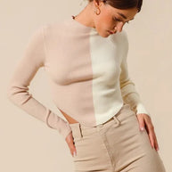 SO ME Color Block Fitted Crop Sweater Top-Sweaters-Trendsi-[option4]-[option5]-[option6]-[option7]-[option8]-Shop-Boutique-Clothing-for-Women-Online