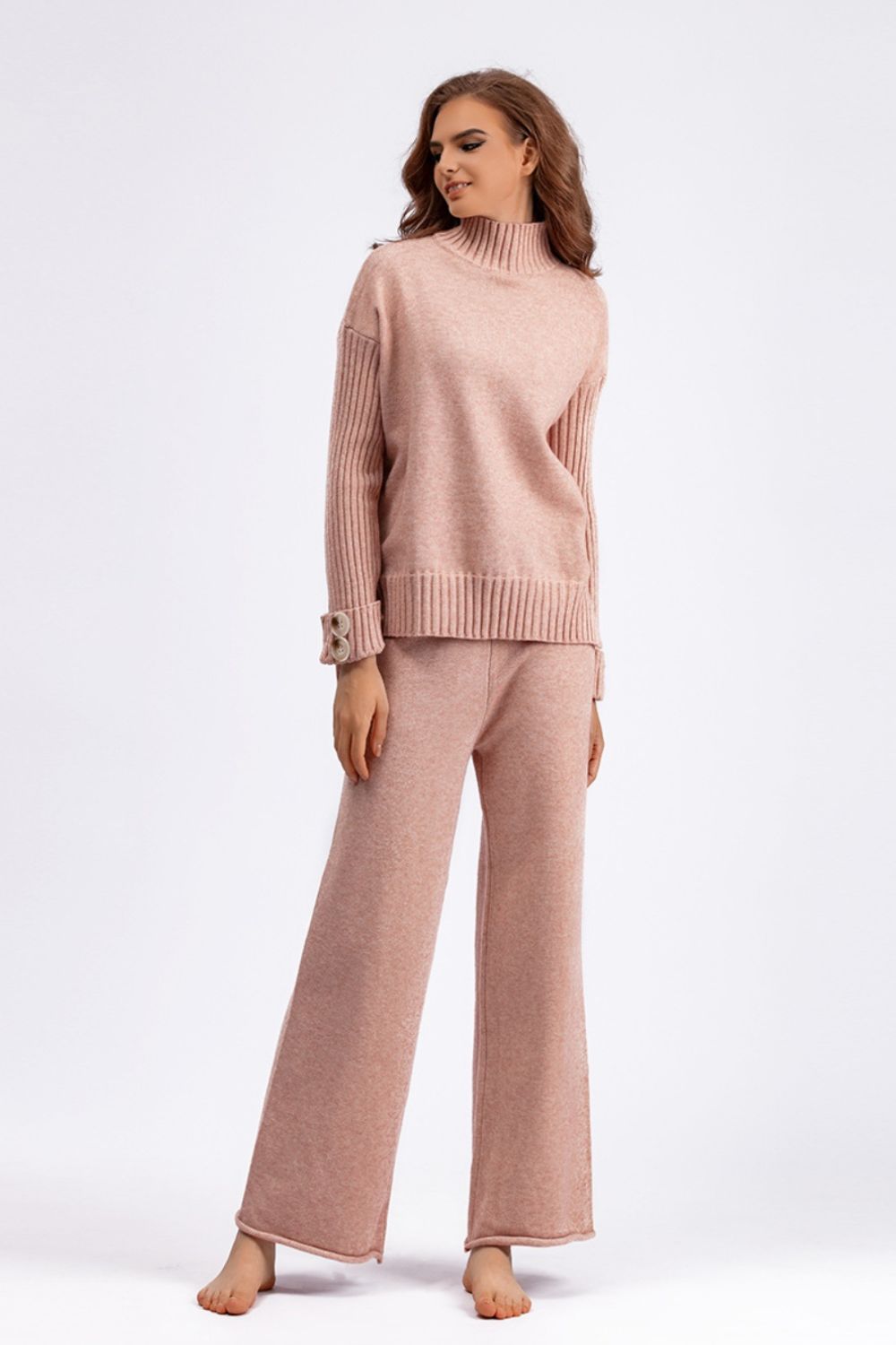 Basic Bae High- Low Turtleneck Long Sleeve Top and Pants Sweater Set-Trendsi-[option4]-[option5]-[option6]-[option7]-[option8]-Shop-Boutique-Clothing-for-Women-Online