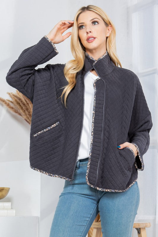 Quilt Jacket with Pockets-Orange Farm Clothing-[option4]-[option5]-[option6]-[option7]-[option8]-Shop-Boutique-Clothing-for-Women-Online