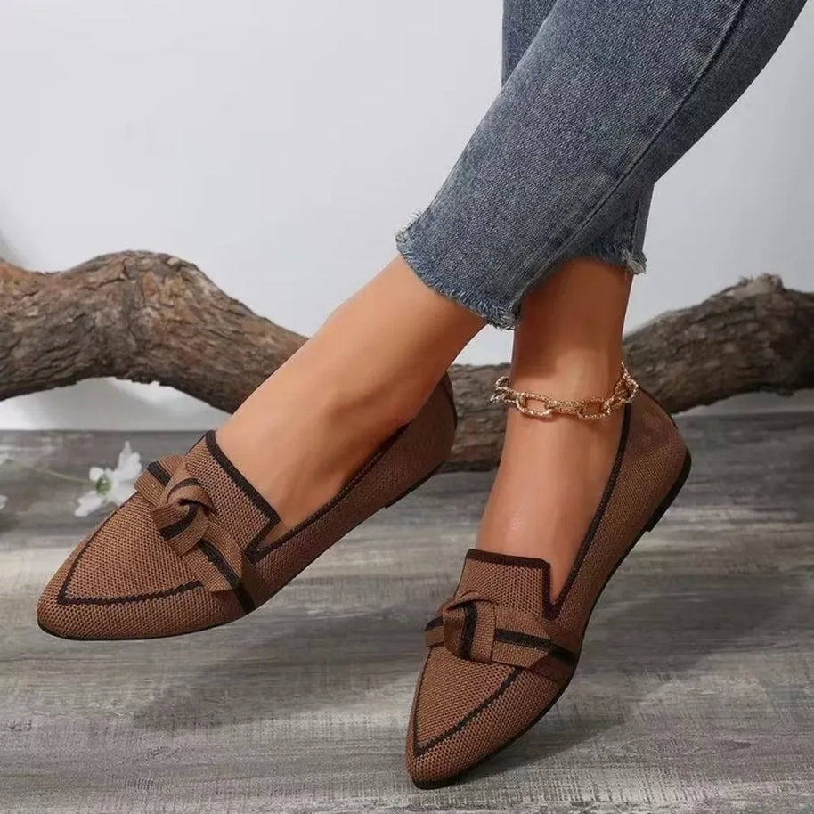 Bow Contrast Trim Point Toe Loafers-Flats-Trendsi-[option4]-[option5]-[option6]-[option7]-[option8]-Shop-Boutique-Clothing-for-Women-Online